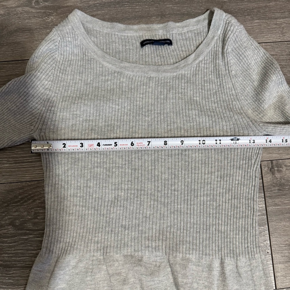American Eagle Outfitters Women Light Gray Long Sleeve Fit & Flare Dress Size S - Picture 14 of 17